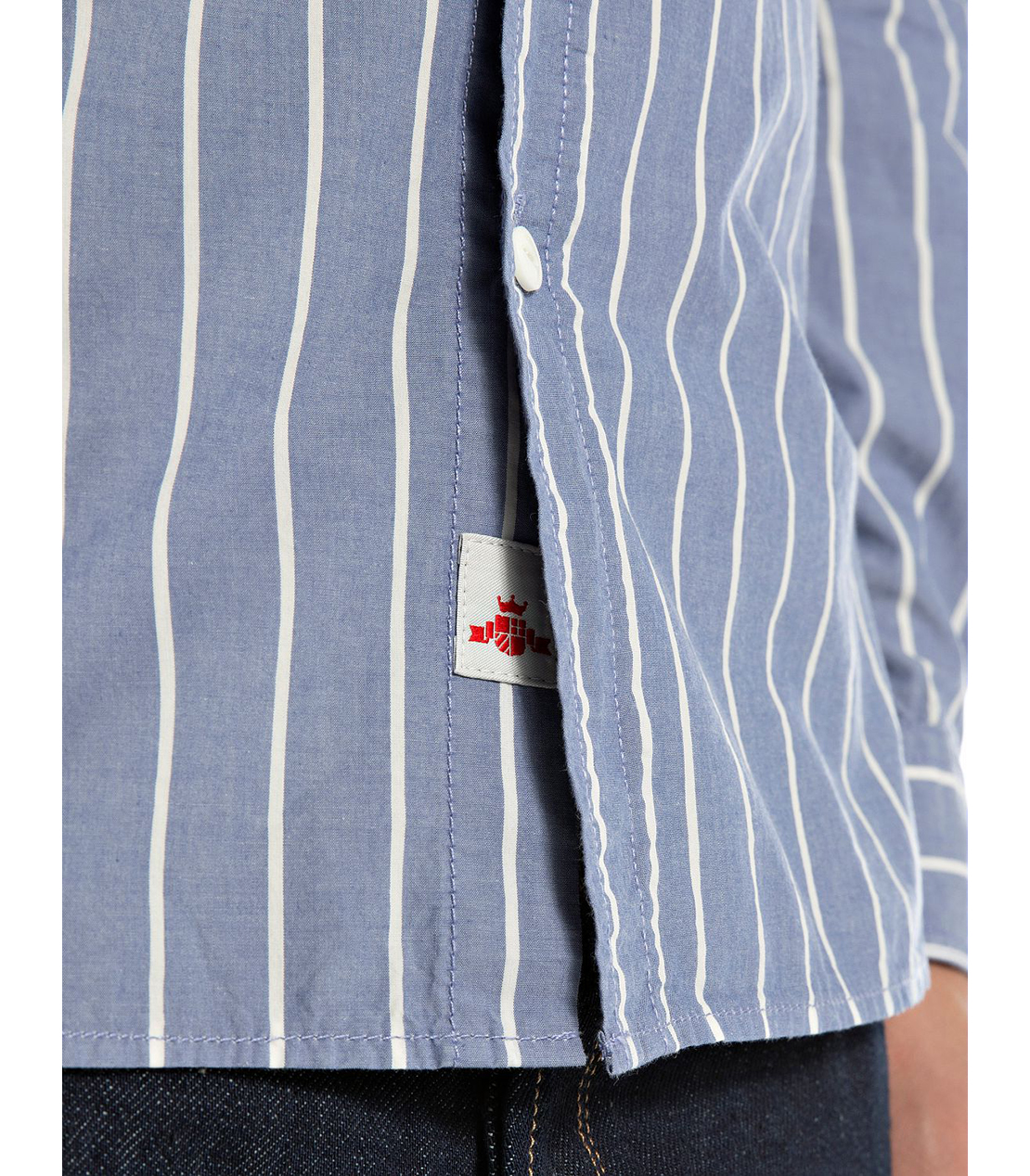 リラックスフィット ストライプコットンシャツ 詳細画像 ブルー 5